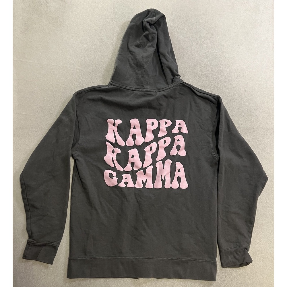 Kappa Kappa Gamma Hoodie Adult Size Large Medium Full Zip Gray Long Sleeve